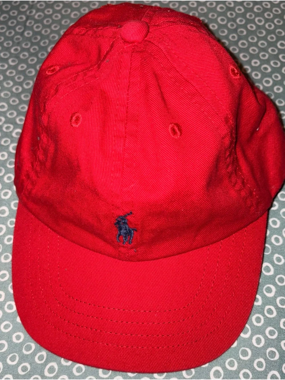 Ralph Lauren Red Baseball Cap with Navy Polo Pony Embroidery